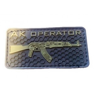 Нашивка PVC/ПВХ с велкро "AK OPERATOR" (олива на черном) размер 80х40мм 1-000266